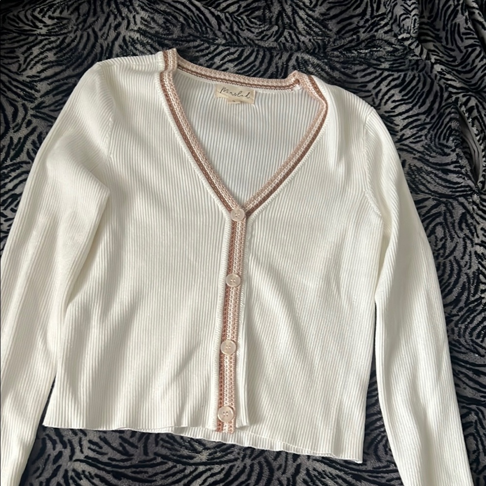 Rachel White Knit Cardigan Sweater